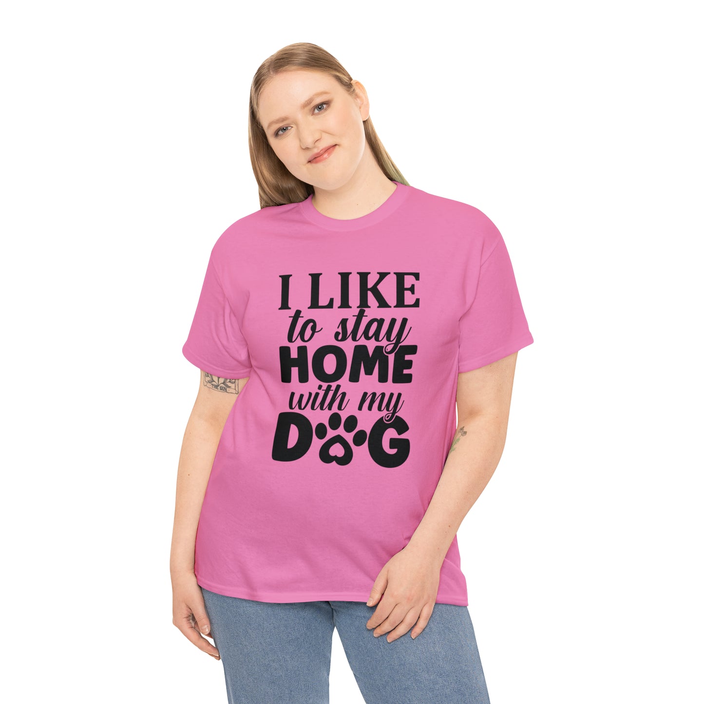 I Like to Stay Home with My Dog Unisex Tee
