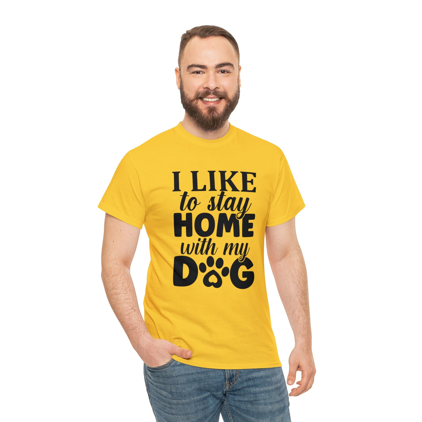 I Like to Stay Home with My Dog Unisex Tee