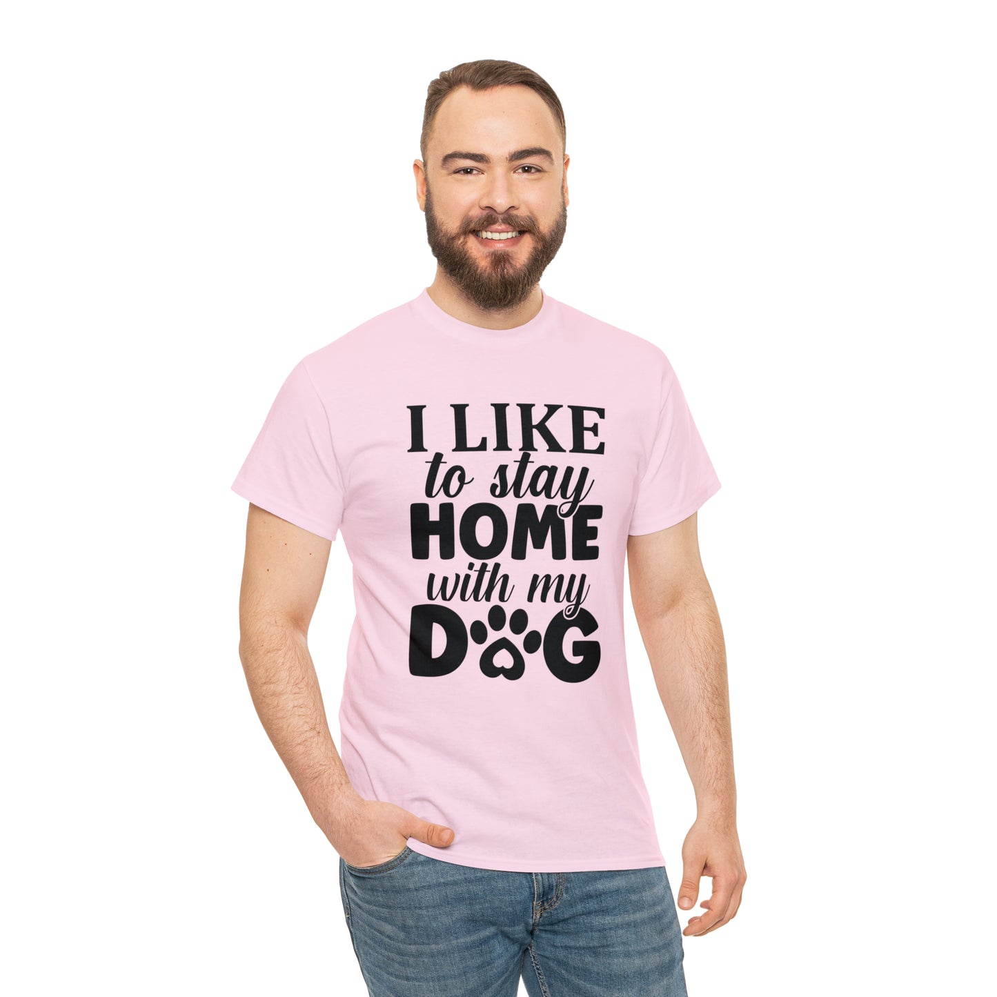 I Like to Stay Home with My Dog Unisex Tee
